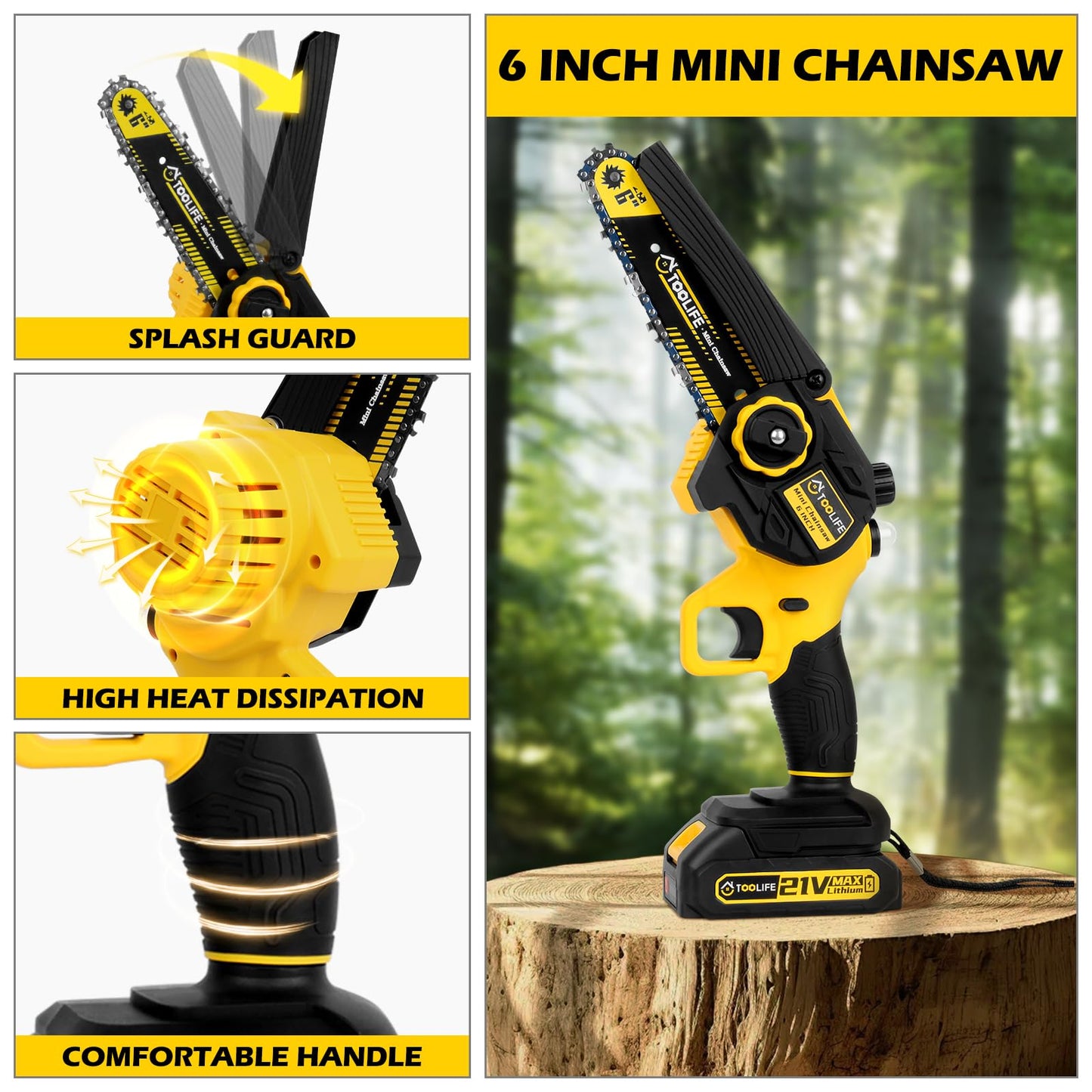 775W mini chainsaw cordless 6 inch with oil pump