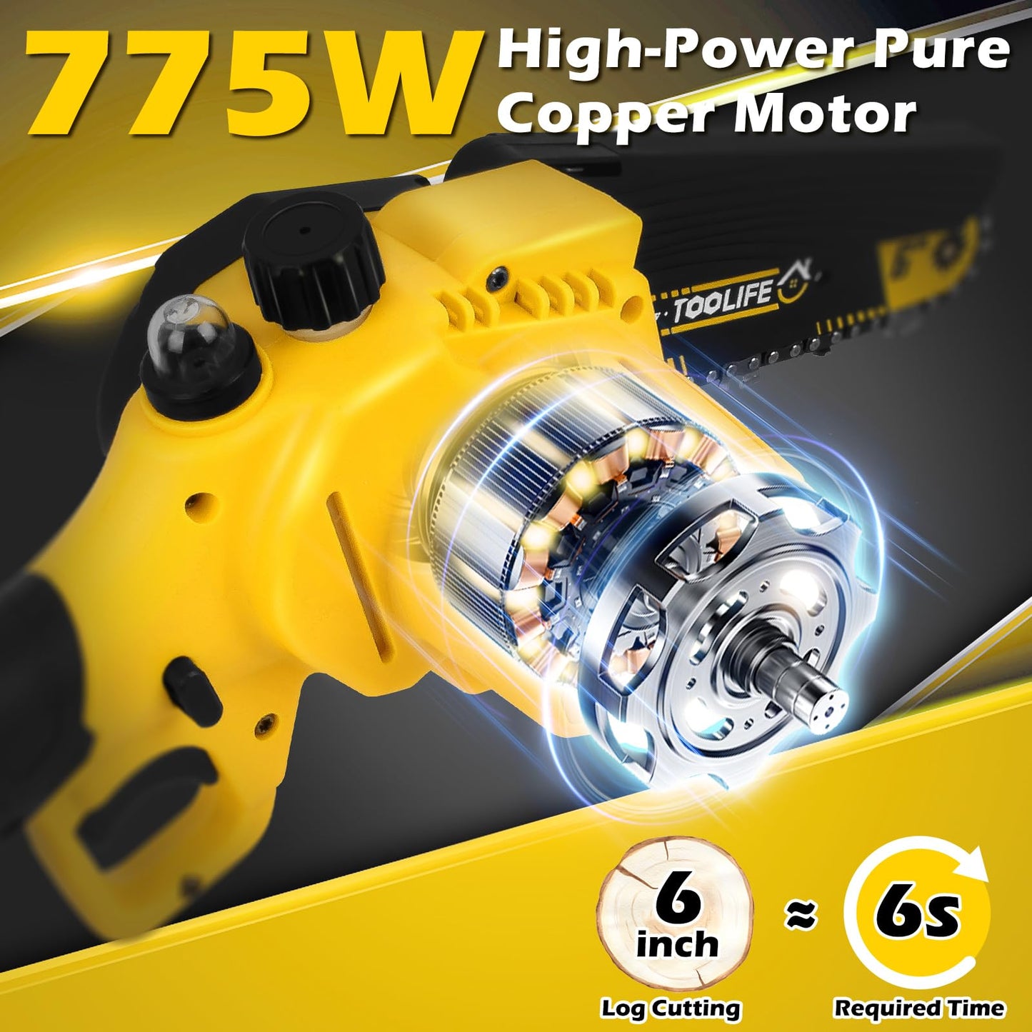 775W mini chainsaw cordless 6 inch with oil pump