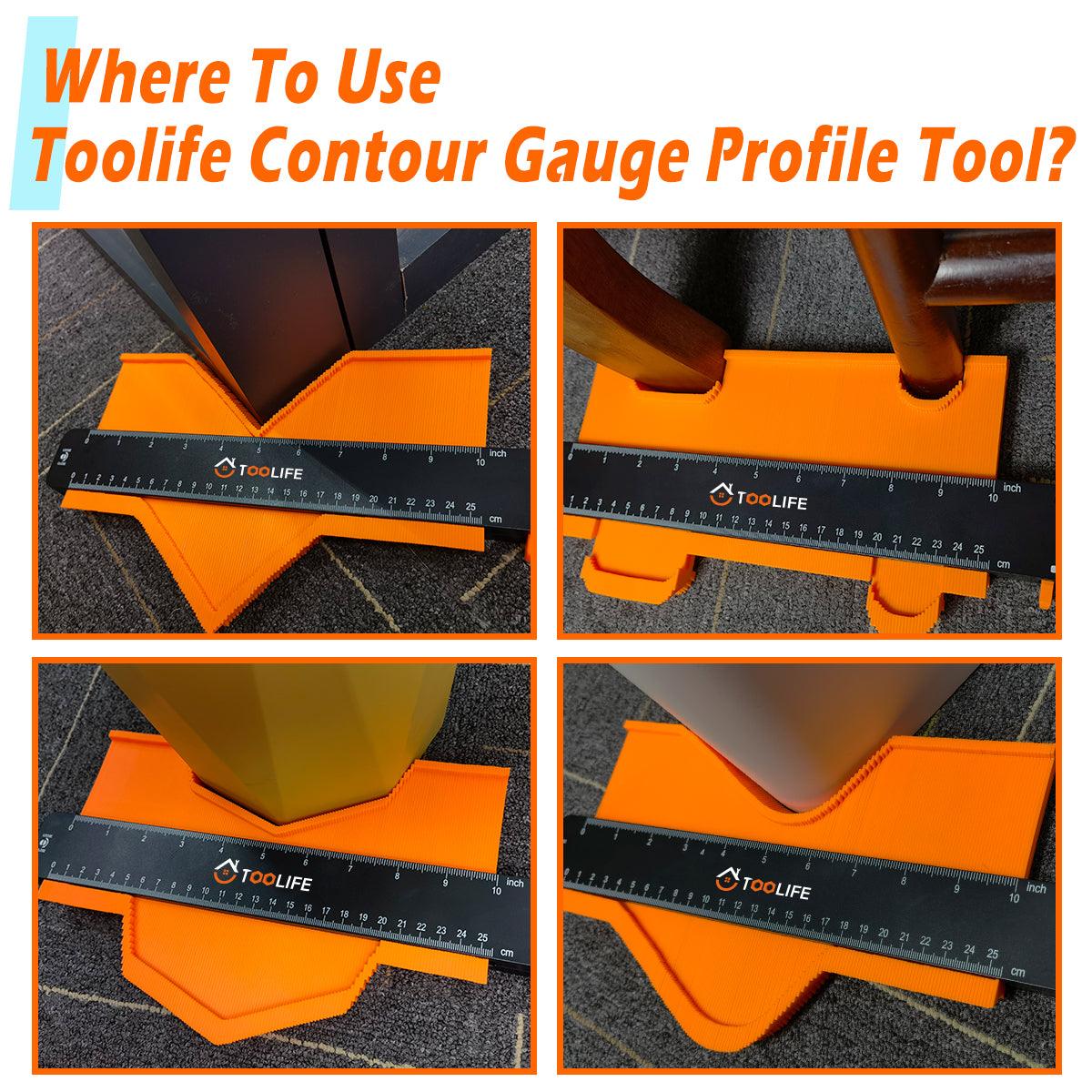 Contour Gauge Profile Tool 10inch, Gifts for Men Dad Husband Grandpa, Flooring Tools for Woodworking, Construction, Carpentry, Anniversary Birthday ideas for Him, Shape Duplicator Cool Gadgets - TOOLIFE