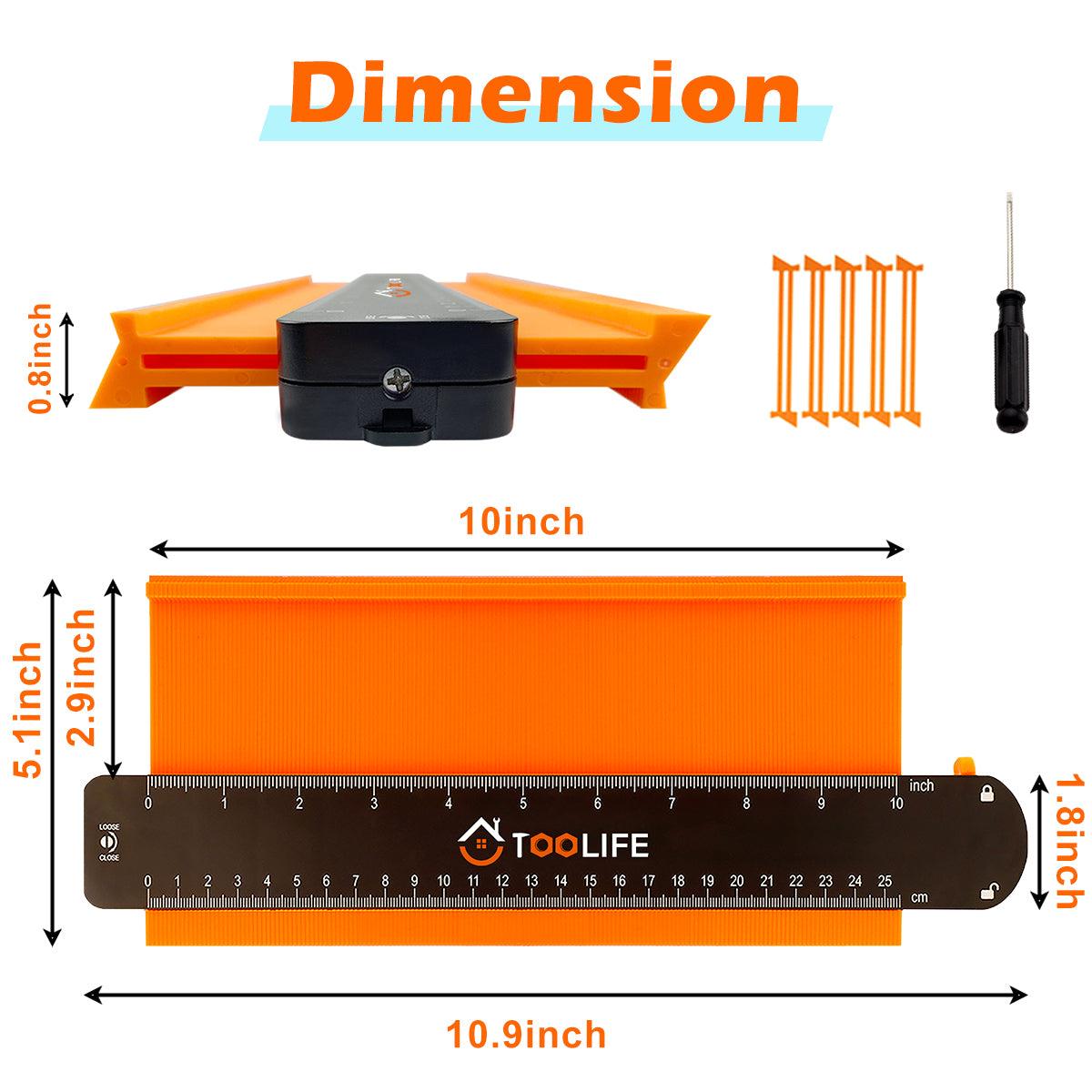 Contour Gauge Profile Tool 10inch, Gifts for Men Dad Husband Grandpa, Flooring Tools for Woodworking, Construction, Carpentry, Anniversary Birthday ideas for Him, Shape Duplicator Cool Gadgets - TOOLIFE