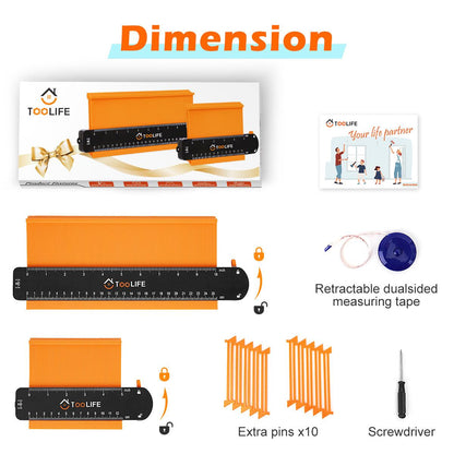 Contour Gauge Profile Tool 2 Sizes, Gifts for Men Dad Husband Grandpa, Shape Duplicator Tools for Flooring-DIY Woodworking, Construction, Carpentry, Anniversary Birthday ideas for Him, Cool Gadgets - TOOLIFE